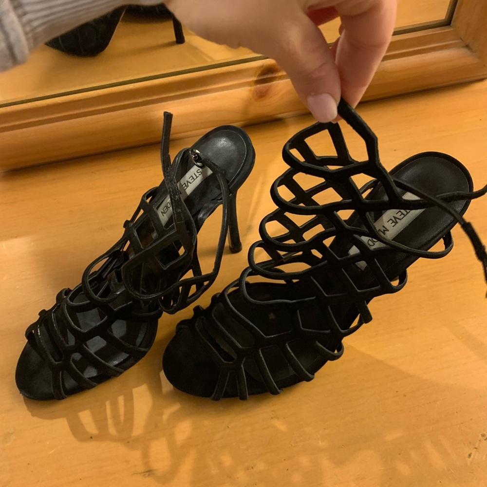 Steve Madden Black Cage Heels